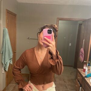 Altar'd State Rust Wrap Blouse